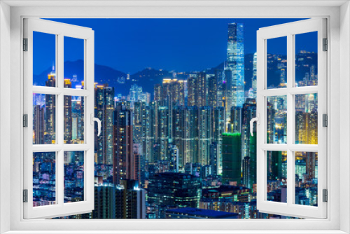Fototapeta Naklejka Na Ścianę Okno 3D - Cityscape in Hong Kong at night