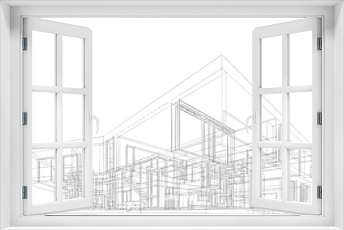 Fototapeta Naklejka Na Ścianę Okno 3D - Modern house architectural 3d rendering 