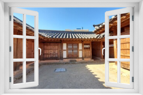 Fototapeta Naklejka Na Ścianę Okno 3D - blue sky and wonderful korean traditional roof
