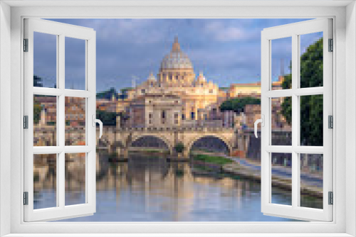 Fototapeta Naklejka Na Ścianę Okno 3D - morning view at St. Peter's cathedral in Rome, Italy