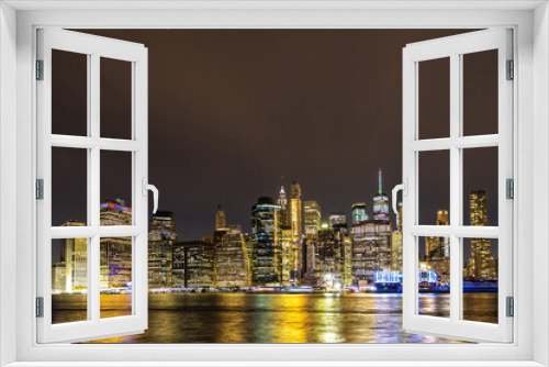 Fototapeta Naklejka Na Ścianę Okno 3D - Panoramic night View of Manhattan in New York