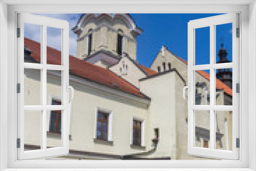 Fototapeta Naklejka Na Ścianę Okno 3D - Tower of the historic jesuit monastery in Nowy Sacz, Poland