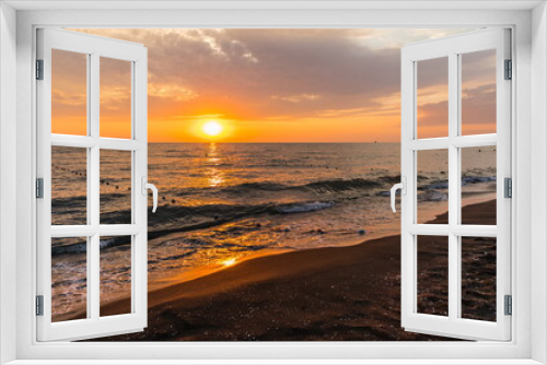 Fototapeta Naklejka Na Ścianę Okno 3D - Ureki beach with black sands at sunset near Batumi, Georgia