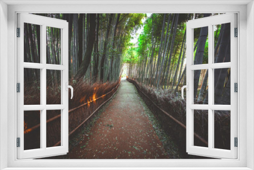 Fototapeta Naklejka Na Ścianę Okno 3D - Japanese wanderlust travel. Bamboo forest in Kyoto countryside