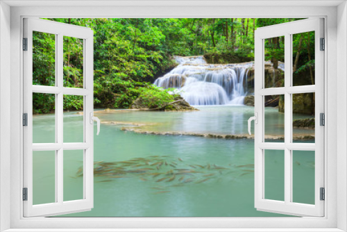 Fototapeta Naklejka Na Ścianę Okno 3D - Erawan Waterfall