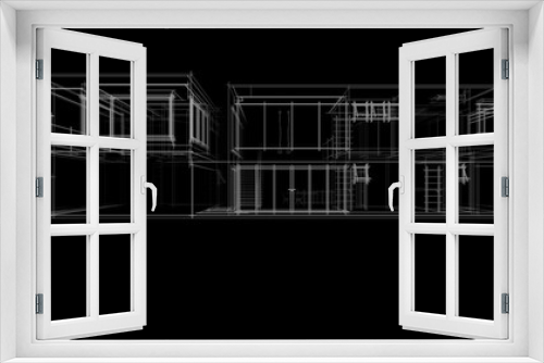 Fototapeta Naklejka Na Ścianę Okno 3D - 3d rendering of modern house building concept architectural sketch