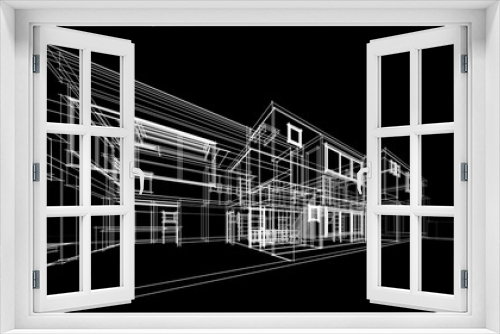 Fototapeta Naklejka Na Ścianę Okno 3D - Modern building architectural drawing 3d rendering