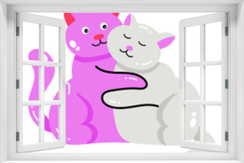 Fototapeta Naklejka Na Ścianę Okno 3D - Cat Love  