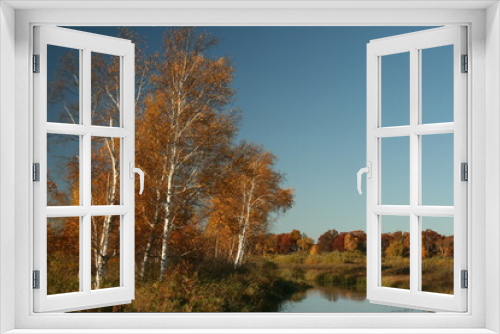 Fototapeta Naklejka Na Ścianę Okno 3D - Autumn pond 