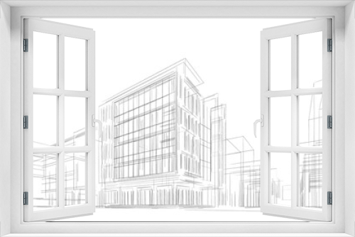 Fototapeta Naklejka Na Ścianę Okno 3D - Architecture building 3d illustration