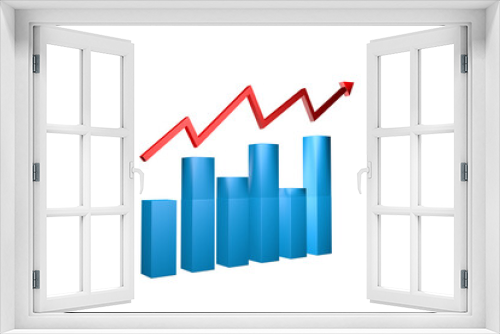 Price Hike 3D graph , Stretching arrow, Rising Red Arrow, Increase profit, salary, income, cost, price, economy and revenue. Icon for business concept.