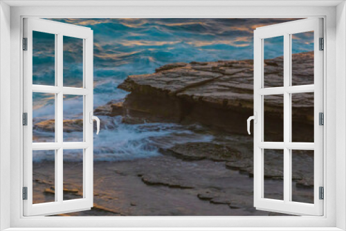 Fototapeta Naklejka Na Ścianę Okno 3D - Top down sunrise view of sea and rock platform