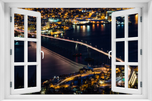Fototapeta Naklejka Na Ścianę Okno 3D - Night bridge