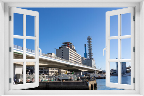 Fototapeta Naklejka Na Ścianę Okno 3D - 神戸の港と浜手バイパス