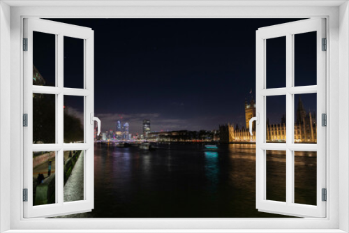 Fototapeta Naklejka Na Ścianę Okno 3D - London Skyline at night. River Thames