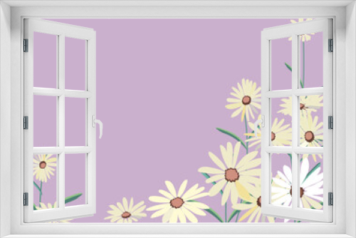Fototapeta Naklejka Na Ścianę Okno 3D - white flowers on purple background. Vector Illustration of decorative floral design for wedding invitations and greeting cards