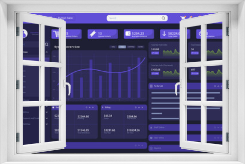 Dashboard user panel Infographic admin panel. Modern presentation with data graphs clean and simple app interface. Vector abstract modern web UI design