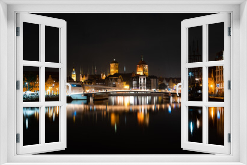 Fototapeta Naklejka Na Ścianę Okno 3D - 2022-06-09 old town of Gdansk and Motlawa river at night, Poland