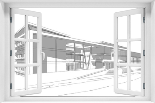 Fototapeta Naklejka Na Ścianę Okno 3D - Architectural sketch of a building