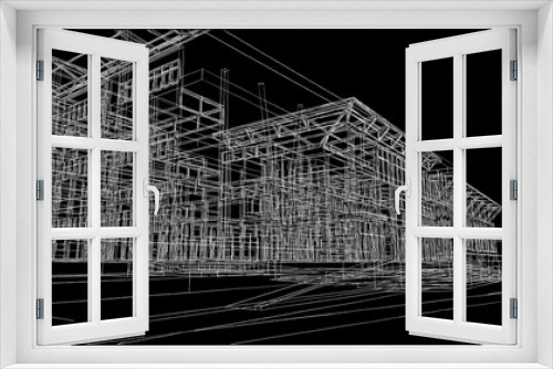 Fototapeta Naklejka Na Ścianę Okno 3D - Architectural sketch of a building