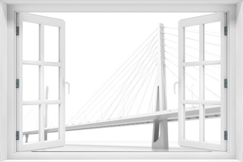 Fototapeta Naklejka Na Ścianę Okno 3D - Suspension bridge perspective view, digital model isolated on white