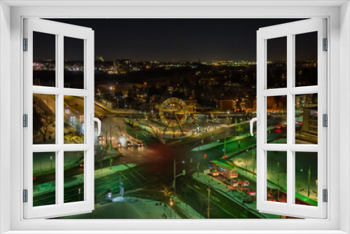 Fototapeta Naklejka Na Ścianę Okno 3D - Vue nocturne d'un boulevard de Montréal