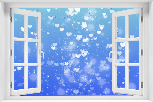 Shiny blue color Valentine's Day Heart shapes illustration background.