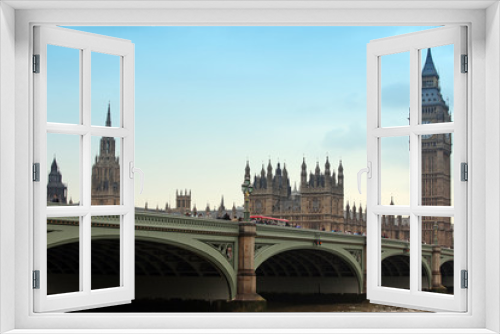 Fototapeta Naklejka Na Ścianę Okno 3D - Famous and Beautiful view to Big Ben and Houses of Parliament wi