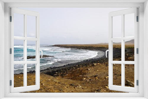 Fototapeta Naklejka Na Ścianę Okno 3D - Blue Atlantic Ocean view waves and cliffs in the Fuerteventura Spain                       