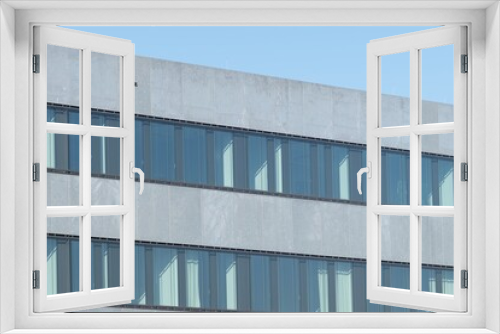 Fototapeta Naklejka Na Ścianę Okno 3D - white and grey  warehouse building with windows