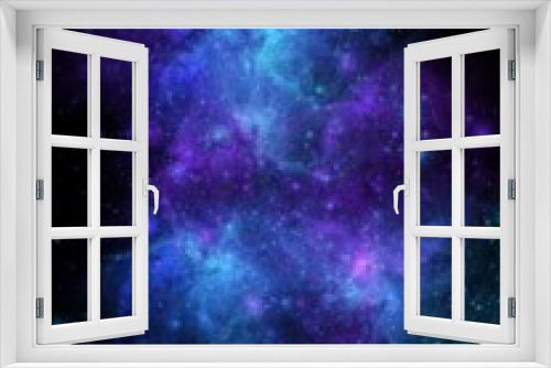Fototapeta Naklejka Na Ścianę Okno 3D - Fantasy Blue Nebula Galaxy Night Space Background