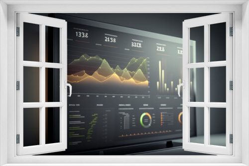 monitor display, economic growth chart, with a line graph that continues to increase over time. generative AI