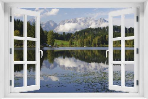Fototapeta Naklejka Na Ścianę Okno 3D - Herbst unterm Wilden Kaiser - Schwarzsee