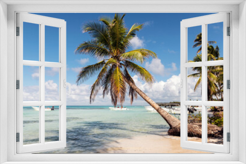Fototapeta Naklejka Na Ścianę Okno 3D - The Palms on the beach at Saona island in the Dominican Republic.