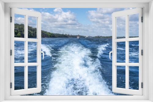 Fototapeta Naklejka Na Ścianę Okno 3D - Rough water behind the boat. Seacruise in Sweden on a sunny and clear day
