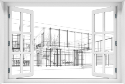 Fototapeta Naklejka Na Ścianę Okno 3D - house building concept 3d sketch