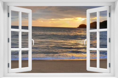 Fototapeta Naklejka Na Ścianę Okno 3D - Praia Beach Sunset coconut