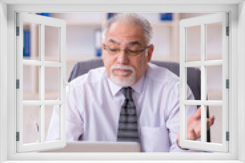 Old male employee working in the office