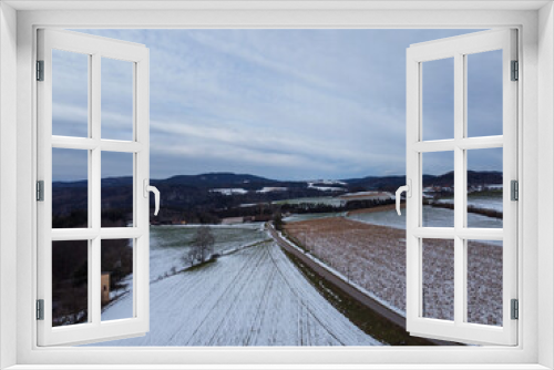 Fototapeta Naklejka Na Ścianę Okno 3D - snowy agricultural snowy fields in bavaria