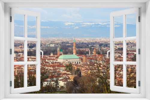 Fototapeta Naklejka Na Ścianę Okno 3D - Panorama of VICENZA city in Italy and the famous monument called BASILICA PALLADIANA with the tower