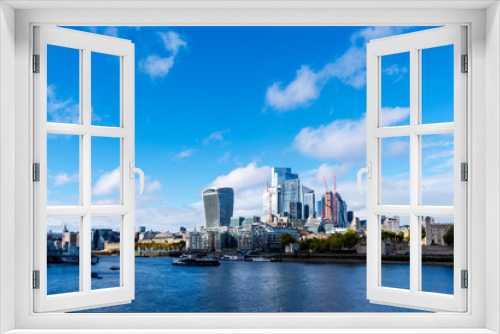 Panoramic view of London from the River Thames. United Kingdom.