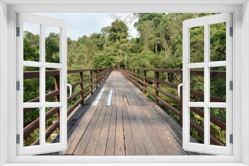 Fototapeta Naklejka Na Ścianę Okno 3D - wooden bridge cross little canal in mangrove forest