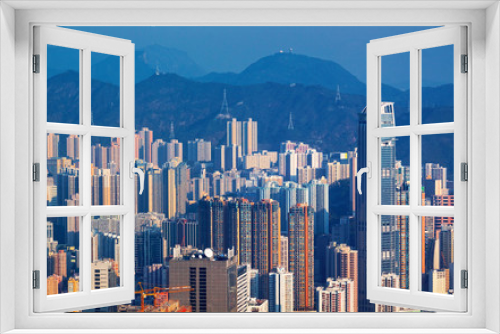 Fototapeta Naklejka Na Ścianę Okno 3D - View of Downtown Kowloon Hongkong from Tsuen Wan