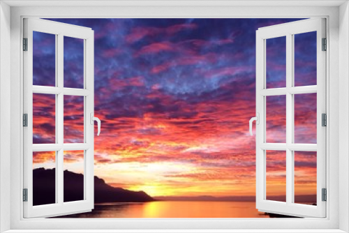 Fototapeta Naklejka Na Ścianę Okno 3D - Sunset Montreux