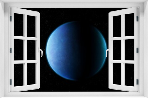 Fototapeta Naklejka Na Ścianę Okno 3D - Earth's twin from deep space. Extrasolar planet with water on the surface and oxygen in the atmosphere. Blue Super Earth.