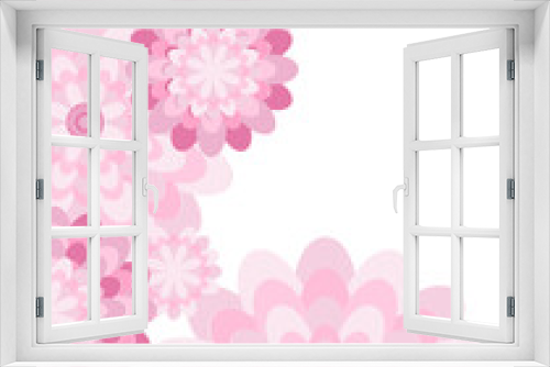 Fototapeta Naklejka Na Ścianę Okno 3D - Spring congratulatory floral background. Festive paper flowers on a square light frame. Grunge bright pink background. 