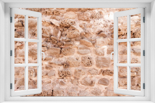 Fototapeta Naklejka Na Ścianę Okno 3D - Texture: a wall of Jerusalem stone