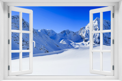 Fototapeta Naklejka Na Ścianę Okno 3D - Winter mountains, panorama of the Italian Alps
