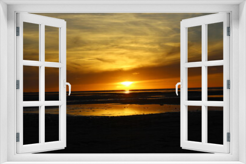 Fototapeta Naklejka Na Ścianę Okno 3D - Sunset on the North Sea in the Lower Saxony Wadden Sea off Cuxhaven