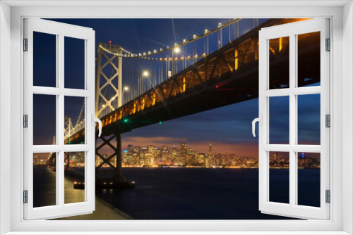 Fototapeta Naklejka Na Ścianę Okno 3D - San Francisco Bay Bridge and Skyline at Sunset